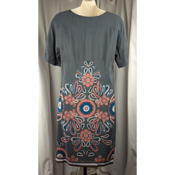 Boden Limited Edition Paisley Shift Dress Gray Short Slv Soft Bohemian Boho S 4 - Picture 3 of 5